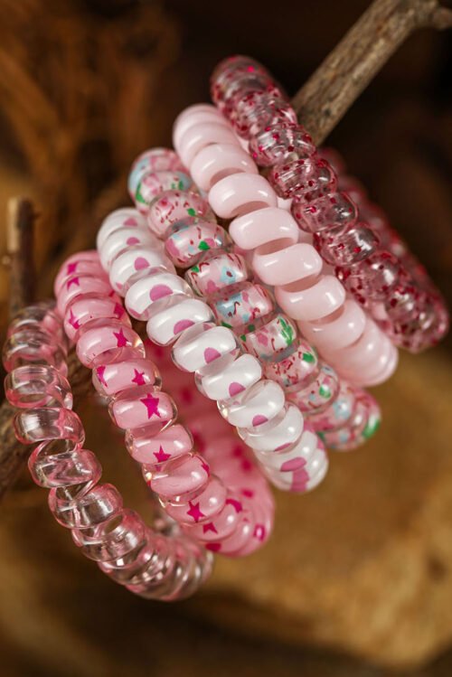 Pink Cute Gradient Starry Dotty Phone Cord Scrunchie Set - Image 2