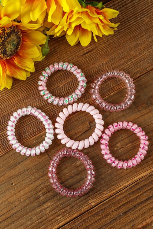 Pink Cute Gradient Starry Dotty Phone Cord Scrunchie Set - Image 6