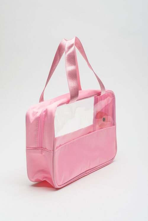 Light Pink TRAVEL Chenille Letter Clear PVC Makeup Bag - Image 11